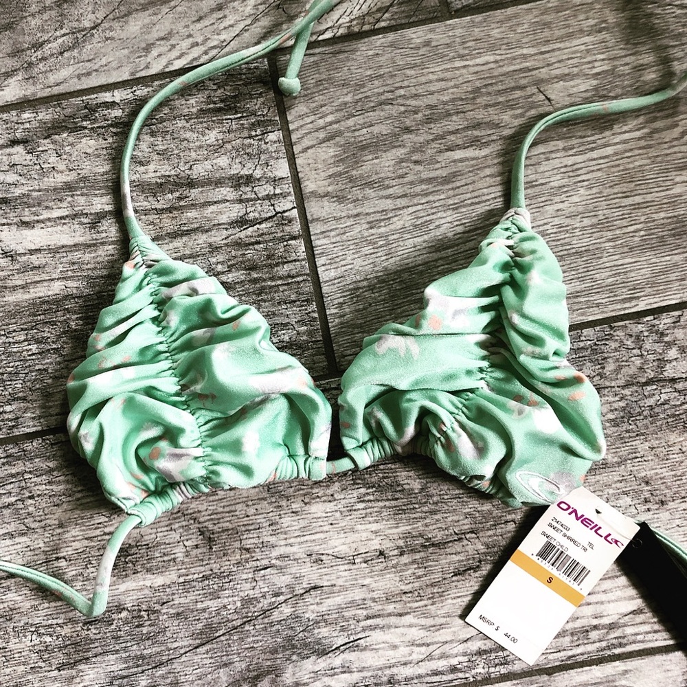 New O’Neill Ruched String Bikini Top in Mint
